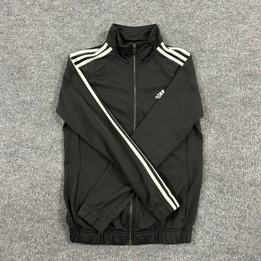 Adidas Track Jacket Womens Size S Black White Stripe Full Zip Athletic Sporty
